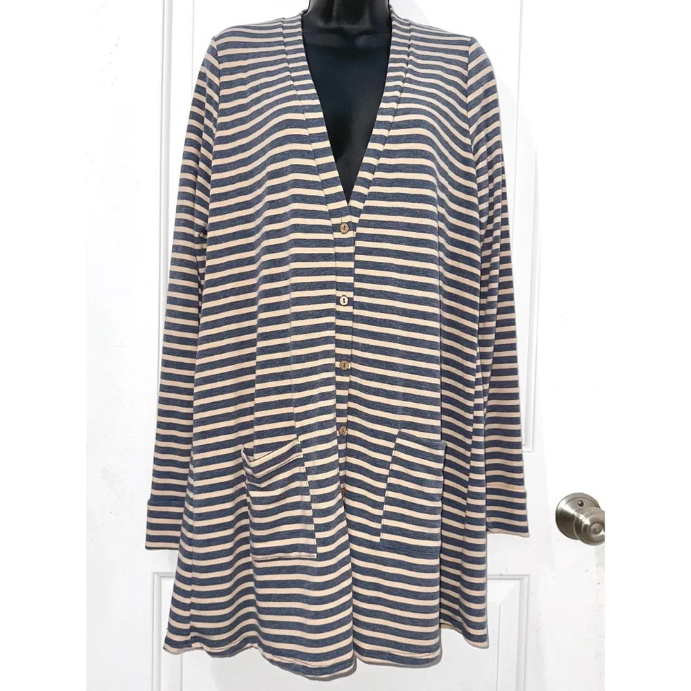Agnes & Dora Striped Forever Cardigan, Button Down w/ Pockets